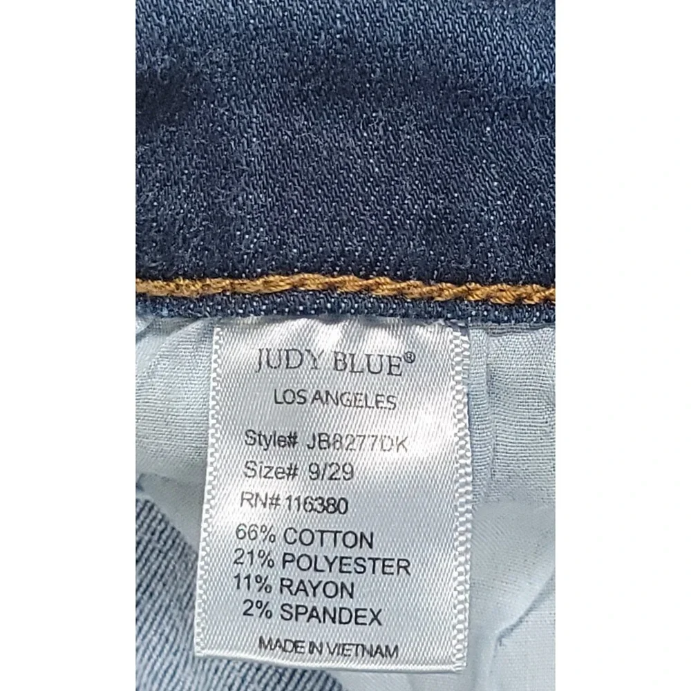 Judy Blue Straight Fit Jeans Womens Sz 9/29x31 Distressed Stretch Denim JB8277DK